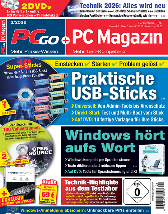 PCgo + PC Magazin Super Premium mit 2 DVD's in jeder Ausgabe (inkl. online Zugriff) und eine Prämie Ihrer Wahl